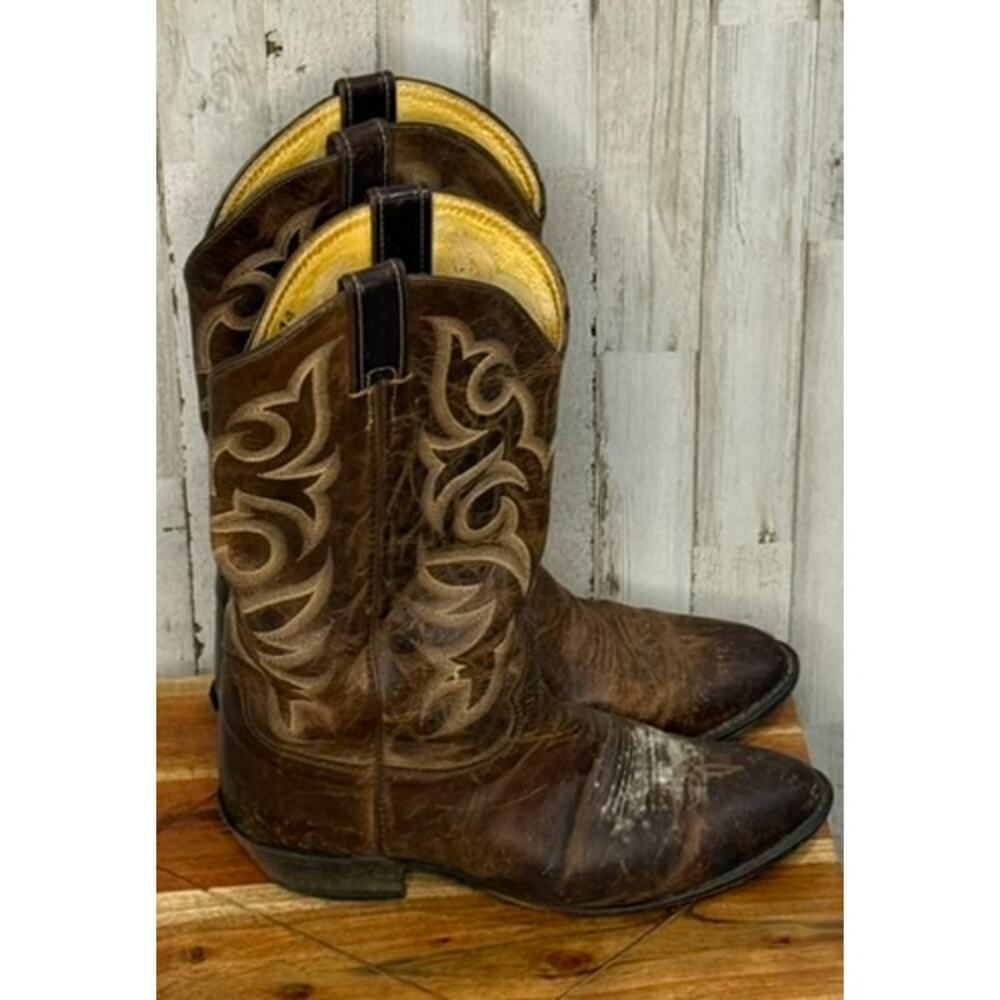 Justin Men's Western‎ Cowboy Boots Brown Leather Size 10.5 D